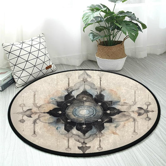 Premium 3ft Round Area Rug Traditional Chinese Ink Painting Style Design Rug Soft Non-Slip Ideal for Kitchen Living Room Bedroom Washable & Durable RAR-22190023 - color: Color-12, size: 3' (Round)