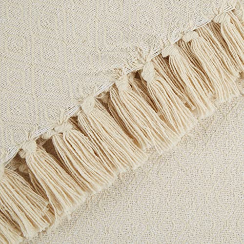 DII Global, Fields of Diamond Woven Throw, 50x60, Natural - color: Natural