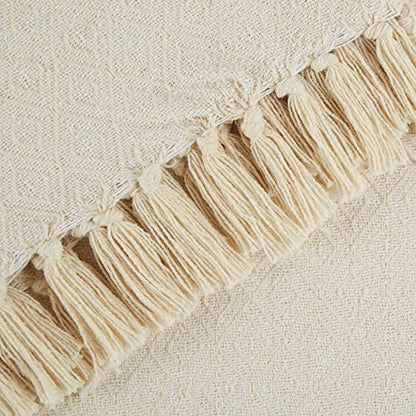 DII Global, Fields of Diamond Woven Throw, 50x60, Natural - color: Natural