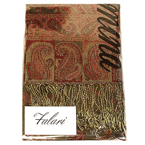 Falari Women's Reversible Paisley Pashmina Shawl Wrap Scarf For Evening Dresses Festivals Any Occasions All Seasons 80"x27" - color: Style 1 - Dark Grey