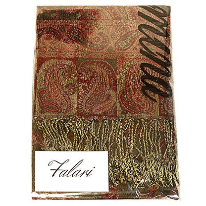 Falari Women's Reversible Paisley Pashmina Shawl Wrap Scarf For Evening Dresses Festivals Any Occasions All Seasons 80"x27" - color: Style 1 - Dark Grey