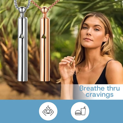 Anxiety Breathe Easy Necklace Mindfulness Breathing Necklace Breathlace Stainless Steel Pendant for Natural Calm & Stress Relief - color: Steel+Rose Gold T