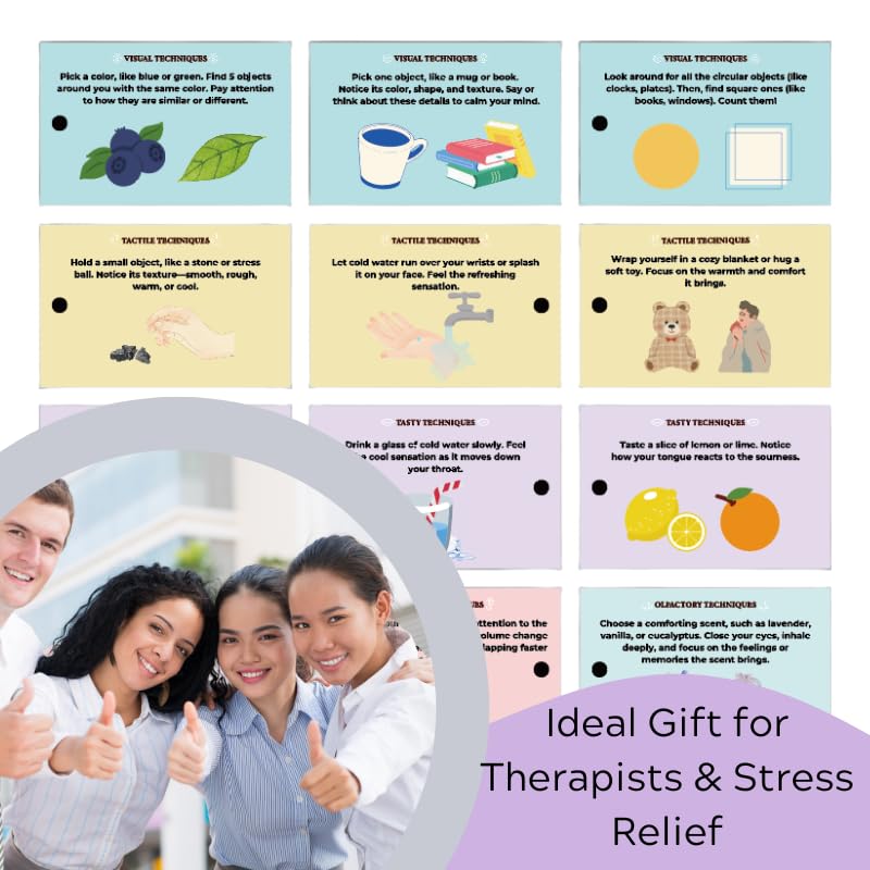 Coping Skills Cards for Anxiety & Stress Relief – Mindfulness, Meditation & Self-Care Tools for Trauma, BPD, DID, PTSD | Mental Health Therapy Gift for Adults & Teens