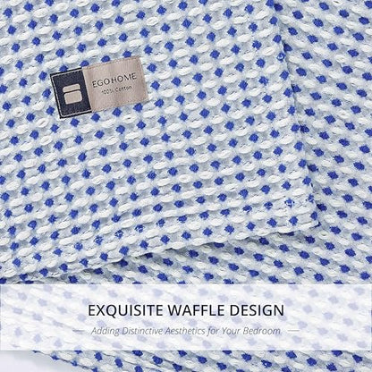 Lightweight Cotton Waffle Blanket Twin Size, Modern Two-Tone Check Pattern, Soft & Breathable for Bed, Couch, Sofa, All Seasons –Navy Blue/White, 60"x80" - color: Navy/White, size: Twin