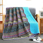 NEWLAKE Quilt Throw Blanket with Reversible Floral Patchwork, Blue Jacquard, 60X78 Inch - color: Ocean Blue