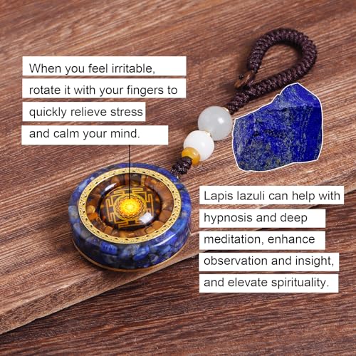 Day Day Up Orgonite Necklace - Sri Yantra Rotatable Pendant For Anti Stress Anxiety & Meditation - Malachite And Tiger Stone For Spiritual Healing & Positive Energy - color: Style 3