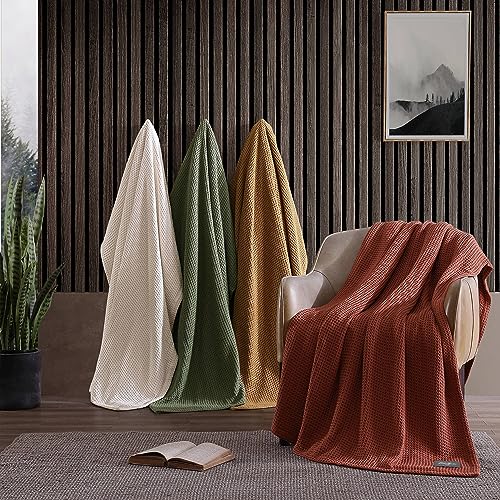 Eddie Bauer - Twin Size Blanket, 100% Soft Cotton Bedding with Waffle Weave Texture, 400 GSM, Throw Blanket for Couch or Bed (White)
