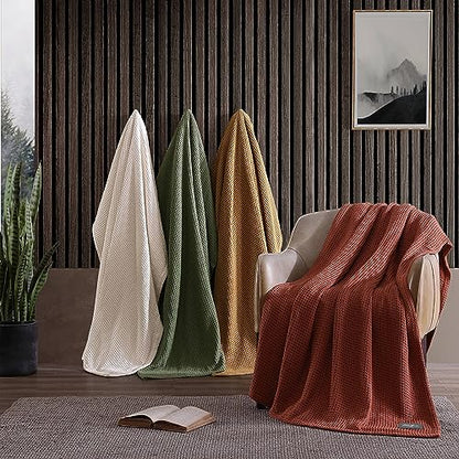 Eddie Bauer - Twin Size Blanket, 100% Soft Cotton Bedding with Waffle Weave Texture, 400 GSM, Throw Blanket for Couch or Bed (White)