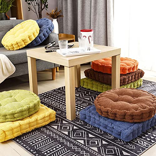 Jhorxa 18x18inch(Set of 2) Square Tufted Floor Pillow Chair Pad Sofa Cushion Tatami Floor Cushion Purple Cushion for Living Room Bed Balcony Outdoor Children's Play Area Car etc. (Orange)