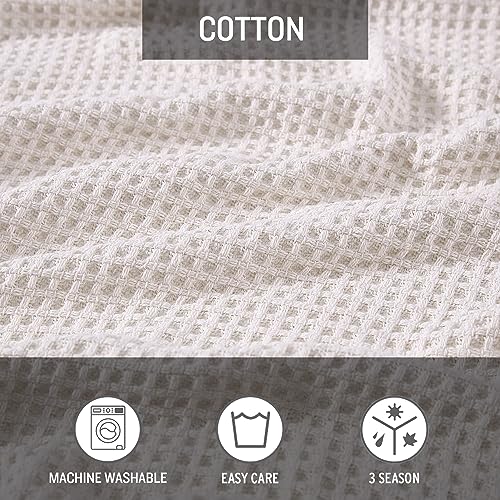 Eddie Bauer - Twin Size Blanket, 100% Soft Cotton Bedding with Waffle Weave Texture, 400 GSM, Throw Blanket for Couch or Bed (White)