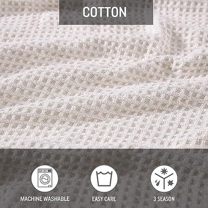 Eddie Bauer - Twin Size Blanket, 100% Soft Cotton Bedding with Waffle Weave Texture, 400 GSM, Throw Blanket for Couch or Bed (White)