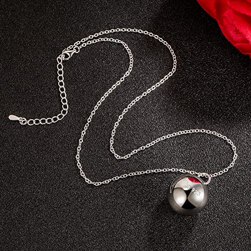 Dankadi 925 Sterling Silver Harmony Ball Necklace Brilliant Chime Bola 20MM Pendant Choker 18" 20" 22" 24" 26" Beads & O-Chain Women Jewelry Gifts For Pet Cats & Dogs (O-chain, 22 inch)