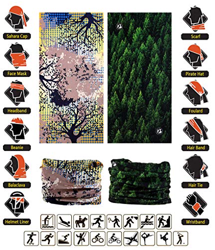 Headband Neck Gaiter Head Wrap Headwear Face Mask Magic Scarf Bandana for Men and Women - color: 6pc.jungle Series
