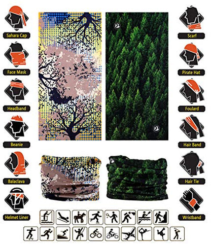 Headband Neck Gaiter Head Wrap Headwear Face Mask Magic Scarf Bandana for Men and Women - color: 6pc.jungle Series