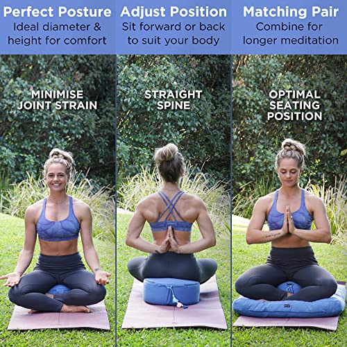 NOLAVA Round Zafu Cushions 15"x6" & Zabuton Meditation Cushions 32"x28"x3" - Premium Comfort for Mindful Practices - Yoga Bolster Pillow & Meditation Floor Pillow Essentials - color: BLUE