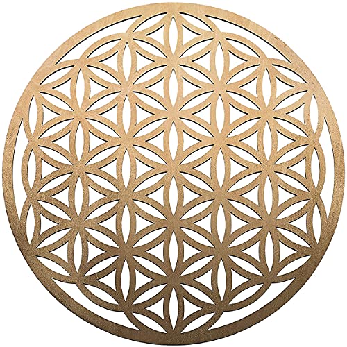 Fourth Level MFG 12" Flower of Life, Seed of Life, home decor, wooden wall art, sacred geometry art, sculpture, wall decorations, chakra banner, crystal grid (Gold) - color: 12" Flower of Life (Gold)