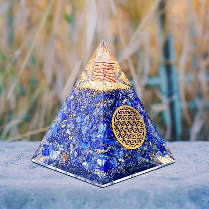 Orgone Pyramid of Success – Lapis Lazuli Orgonite for Honesty, Self-Awareness, Chakra Balancing, Meditation, Reiki Healing, EMF Protection & Positive Energy Enhancement - color: Lapis Lazuli