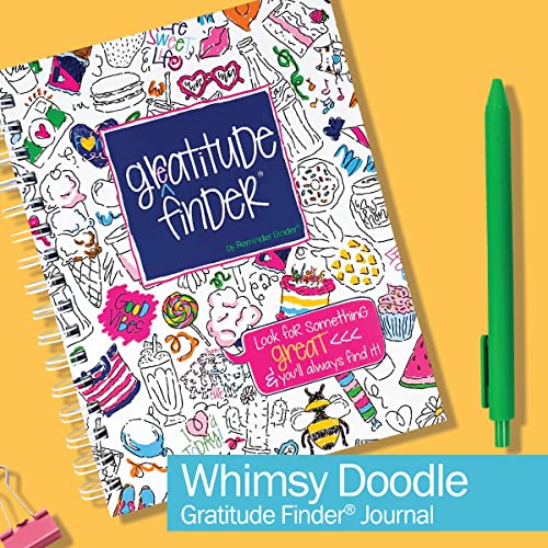 Gratitude Journal 52 Week Daily Positive Thinking for Thankfulness + Sticker Set | Gratitude Finder - color: Whimsy Doodle + Grateful Heart Stickers