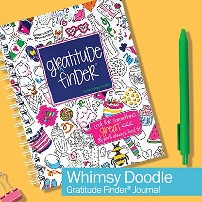 Gratitude Journal 52 Week Daily Positive Thinking for Thankfulness + Sticker Set | Gratitude Finder - color: Whimsy Doodle + Grateful Heart Stickers