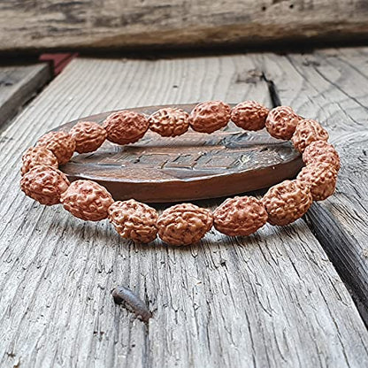 Rudraksha Bracelet for Men & Women's 2 Face, 3 Mukhi, 4 Mukhi, 5 Face, 6 Mukhi, 7 Mukhi, 8 Mukhi, 9 Mukhi, 10 Mukhi, 11 Mukhi Himalayan Rudraksha Beads Wrist Band for Yoga, Meditation, Healing - style: 3 Mukhi - Three Faced