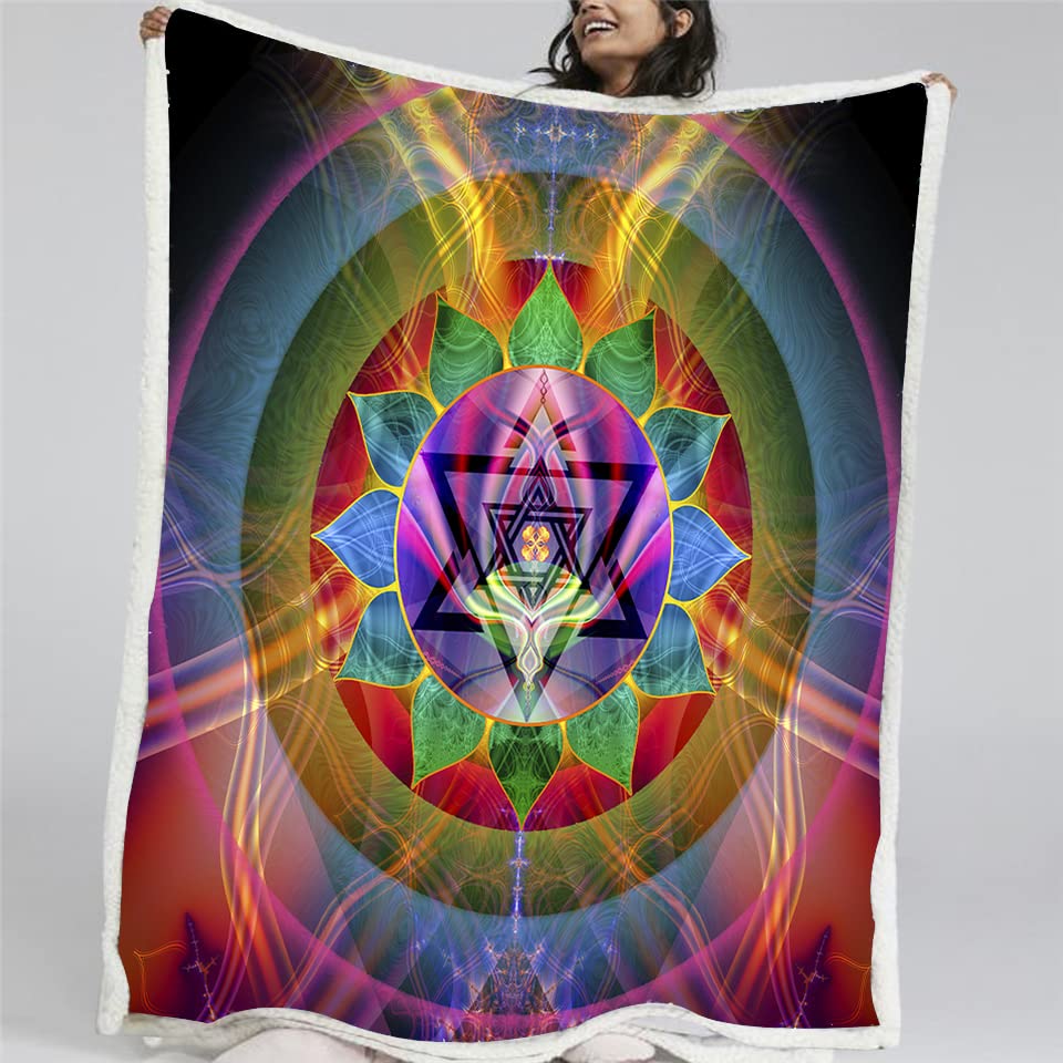 Chakra Throw blanket | Meditation Fleece Blanket | Soft | Ray Of Love (Small) - size: Small