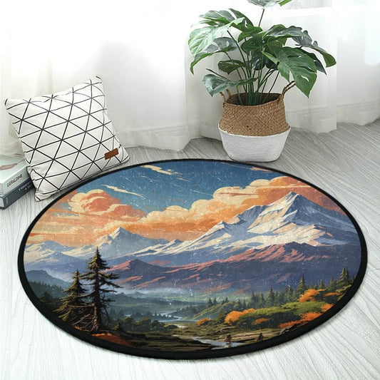 Non-Slip 3ft Round Area Rug Mountain top Mat Soft Washable Perfect for Kitchen Living Room Bedroom Bath - color: Color-18, size: 3' (Round)