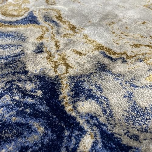 LUXE WEAVERS Marble Blue Area Rug 2x3 Modern Abstract Swirl Design Non-Shedding Carpet - color: Blue, size: 2' x 3' (Rectangular)