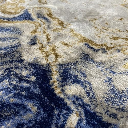 LUXE WEAVERS Marble Blue Area Rug 2x3 Modern Abstract Swirl Design Non-Shedding Carpet - color: Blue, size: 2' x 3' (Rectangular)