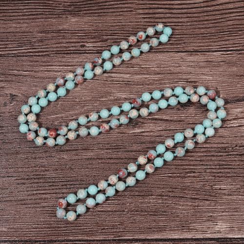 Beaded Necklace Hand Knotted for Woman - color: Shoushan Stone 1