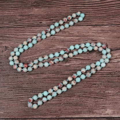 Beaded Necklace Hand Knotted for Woman - color: Shoushan Stone 1
