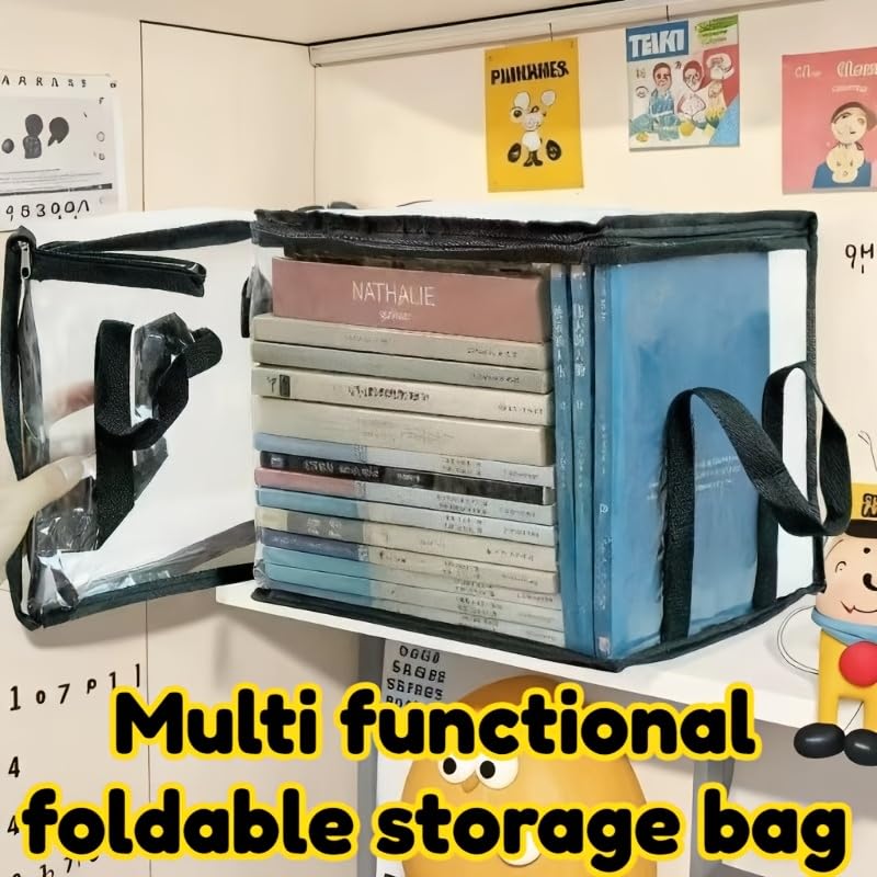 3pcs Storage Box Large Transparent - 180° Flip Cover Heavy-Duty Space-Saving Organizer for Books/Clothes/Documents (black)