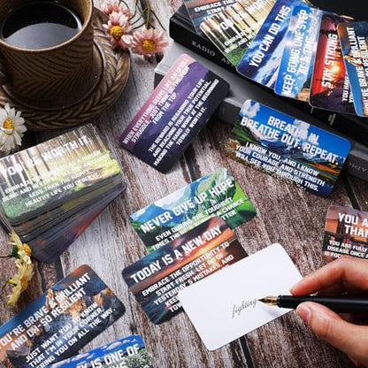 Motiskyy 300 Pcs Motivation Inspiration Affirmation Cards, Recovery Encouragement Cards 3.5 x 2 Inch Positive Inspirational Hope Quotes Card Sobriety Recovery Greeting Gifts for Men Women(Landscape)