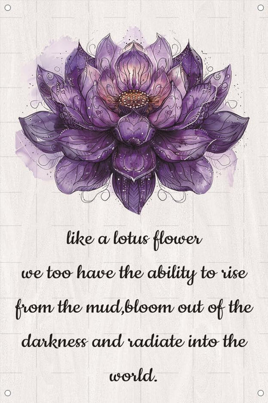 Lotus Flower Quote Metal Tin Sign Inspirational Meditation Poster Signs Rustic Hanging Plaque Art Wall Decor for Home Yoga Studio Poster 8x12 Inch