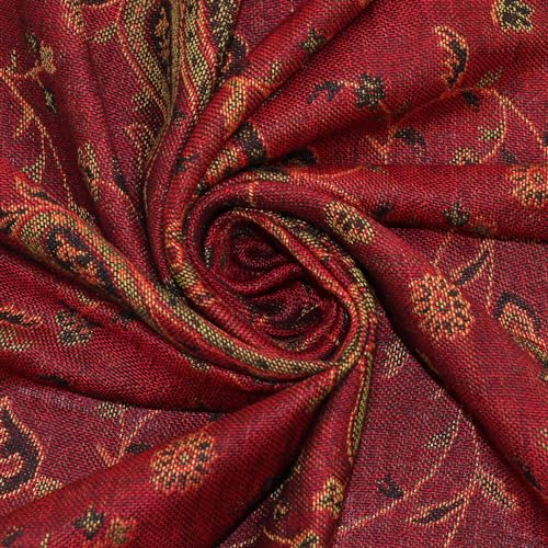 Ciormis Two Tone Silky Paisley Pashmina Shawl Scarf,Soft Women's Rave Jacquard Pashminas Wrap Scarves - color: Style1-red Paisley