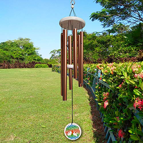 FONMY Wind Chimes Outdoor with Colorful Tree of Life Symbol Memorial Windchimes for Loved One Great Wind Chime Gifts 33 inches Copper Color Garden Home Yard Hanging Decor
