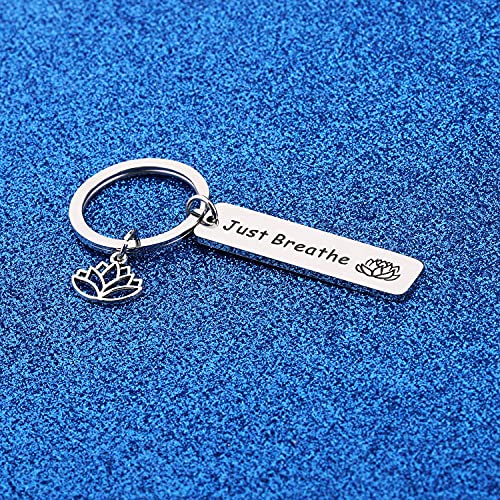 WUSUANED Breathe Lotus Keychain Yoga Jewelry Inspirational Gift for Women