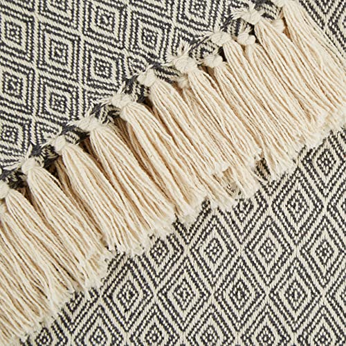 DII Global, Fields of Diamond Woven Throw, 50x60, Mineral - color: Mineral
