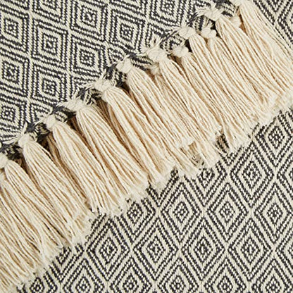 DII Global, Fields of Diamond Woven Throw, 50x60, Mineral - color: Mineral