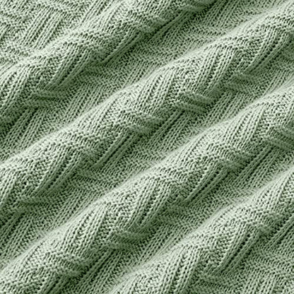 TREELY 100% Cotton Knitted Throw Blanket Couch Cover Blanket(60 x 80 Inches, Light Sage Green) - color: Sage Green, size: Twin (60 in x 80 in)