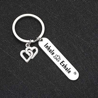 De&ai Yoga Jewelry Religious Gift Faith Jewelry Yoga Lover Keychain Daily Reminder Keychain Breathe Keyring Meditation Gift Inhale Exhale Key Chain (Inhale Exhale Keyring)