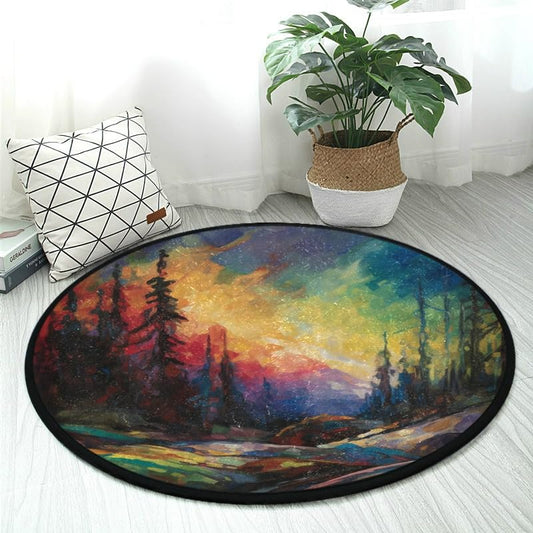 3ft Aurora Round Area Rug Washable Non-Slip Soft Ideal for Kitchen Living Room Bedroom Bathroom - color: Color-8, size: 3' (Round)