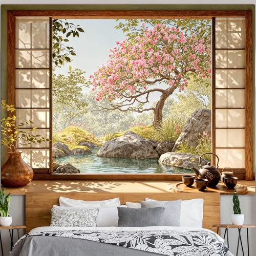 Lifeel Japanese Scenery Tapestry, Aesthetics Nature Landscape Tapestries, Asian Home Decor for Bedroom Meditation Room Living Room, 36x48 inches - color: Multicolored3, size: 48"L x 36"W