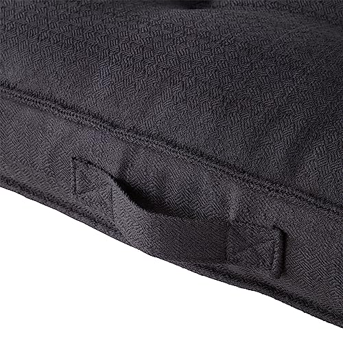 Square Tufted Floor Pillow with Removable Cover, Black, Small (24") - color: Black, size: Small (24")