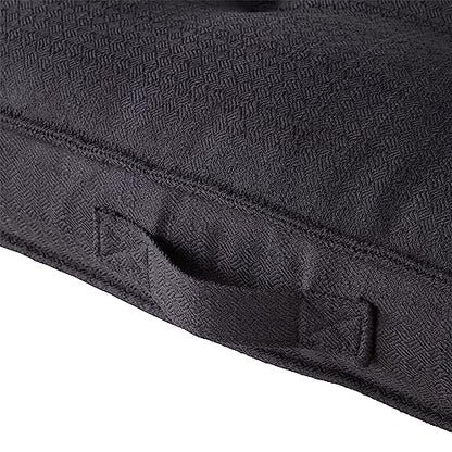Square Tufted Floor Pillow with Removable Cover, Black, Small (24") - color: Black, size: Small (24")