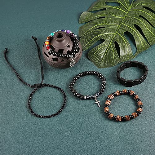 HZMAN Wrap Bracelets Men Women, Hemp Cords Wood Beads Ethnic Tribal Bracelets, Leather Wristbands - style: Tree of Life