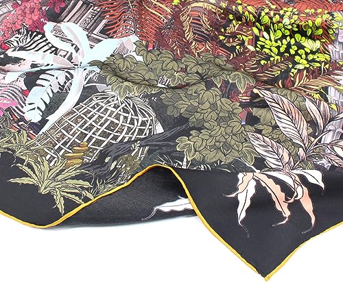 ANDANTINO 100% Silk Scarf 43" Large Square Lightweight Headscarf& Shawl–Women Hair Wraps-With Gift Packed - color: Colorful Plants