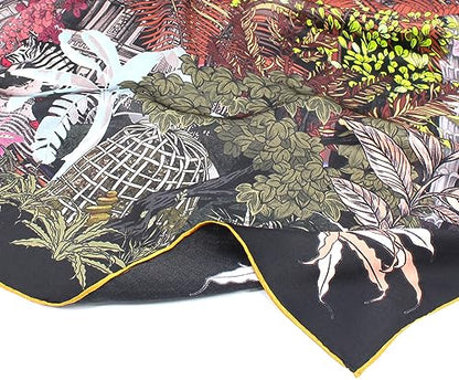 ANDANTINO 100% Silk Scarf 43" Large Square Lightweight Headscarf& Shawl–Women Hair Wraps-With Gift Packed - color: Colorful Plants
