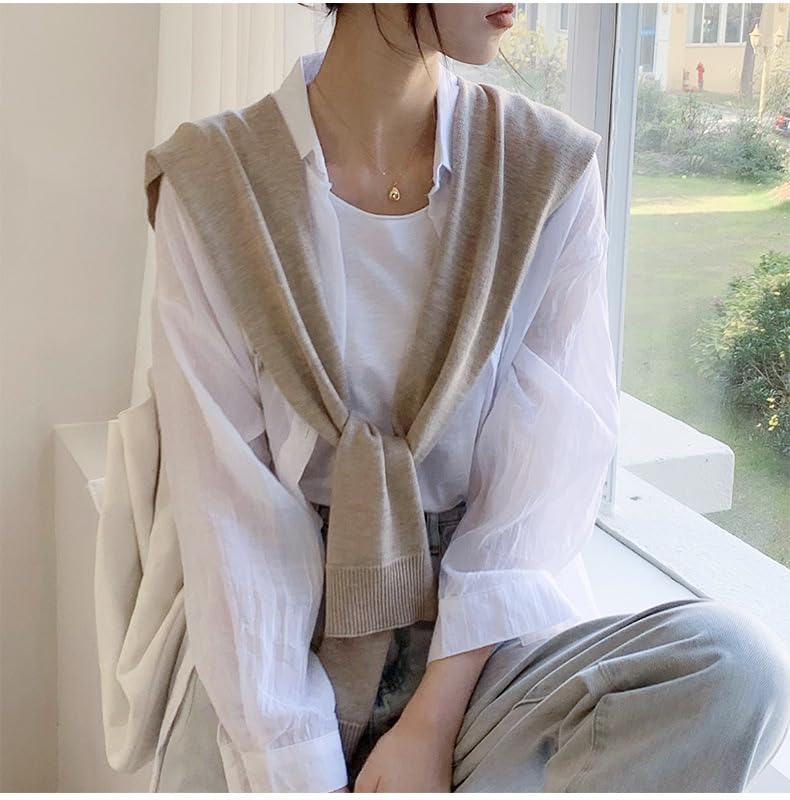 Women's Knitted Sweater Shawl Wrap - Lightweight Scarf/Cape for Downtown Girl, Casual Pashmina Shawls Fashion Accessories - color: Beige