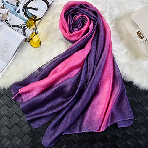 Cotton Silk Scarf Elegant Soft Wraps Color Shade Scarves for Women - color: Rose Red