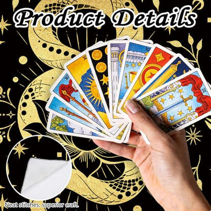 Tarot Altar Cloth Black Tablecloth Moon Snakes Lotuses Print Card Table Tablecloth with Velvet Tarot Card Bag for Reading Rituals Crystals Spiritual Divination Witchcraft Supplies - color: Snakes Lotuses